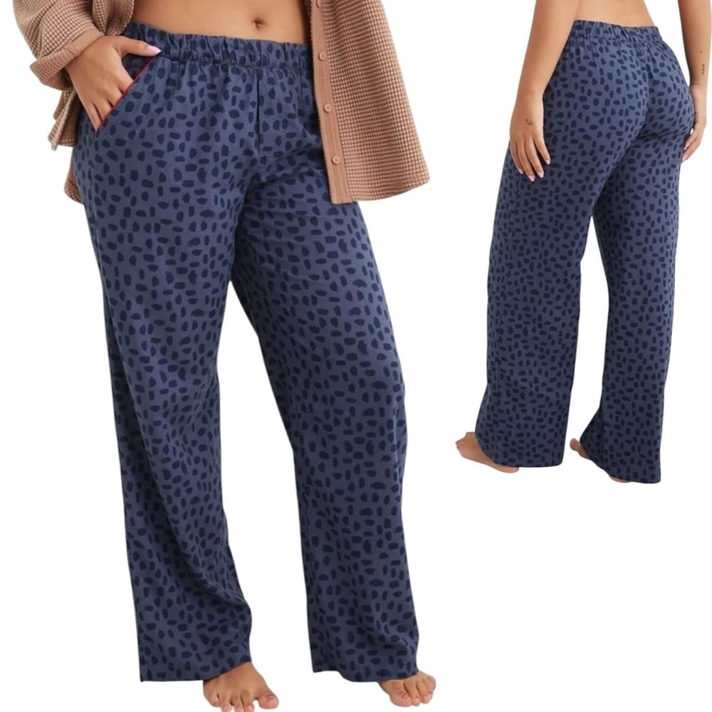 Aerie Flannel Skater Straight Leg Pyjama Pants Blue/Black - Sz ML Open To Offers